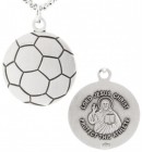 Soccer Ball Shape Necklace with Jesus Figure Back in Sterling Silver