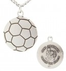 Soccer Ball Shaped Necklace with Saint Christopher Back in  Sterling Silver