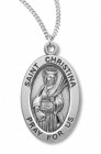 Women's St. Christina Necklace Oval Sterling Silver with Chain Options