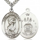 St. Christopher Air Force Medal, Sterling Silver, Large