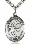 St. Christopher Basketball Medal, Sterling Silver, Large