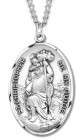 Men's Sterling Silver Oval Saint Christopher Be My Guide Necklace with Chain