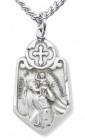 Men's Sterling Silver Shield Shape Saint Christopher Necklace with Cross Top with Chain Options