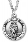 St. Christopher Round Medal Sterling Silver