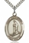 St. Christopher Skiing Medal, Sterling Silver, Large