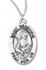 Women's St. Genevieve Necklace Oval Sterling Silver with Chain Options