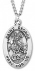 Men's St. George Necklace Oval Sterling Silver with Chain Options