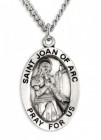 Men's St. Joan of Arc Necklace Oval Sterling Silver with Chain Options