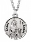 Women's St. Karen Necklace Round Sterling Silver with Chain Options