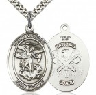 St. Michael National Guard Medal, Sterling Silver, Large