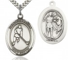 St. Sebastian Ice Hockey Medal, Sterling Silver, Large