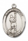 St. Sebastian Lacrosse Medal, Sterling Silver, Large