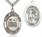 St. Sebastian Swimming Medal, Sterling Silver, Large