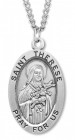 Men's St. Therese Necklace Oval Sterling Silver with Chain Options