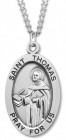 Men's St. Thomas Necklace Oval Sterling Silver with Chain Options