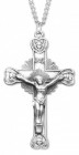 Men's Sterling Silver Starburst Crucifix Necklace Angel Tip with Chain Options