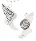 Winged Foot Track Necklace with Jesus Figure Back in Sterling Silver