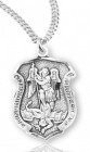 Women's Saint Michael Sterling Silver Police Shield Necklace