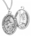 Girl's Oval Double-Sided Tennis Necklace with Saint Sebastian Back in Sterling Silver