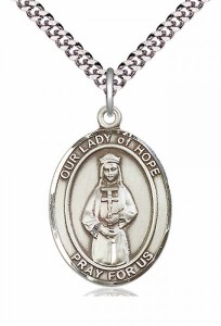 Men's Pewter Oval Our Lady of Hope Medal [BLPW234]