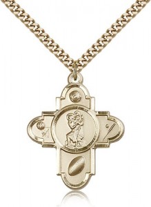 Sports 5 Way Cross St Christopher Medal, Gold Filled [BL6514]