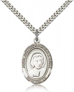 St. John Baptist De La Salle Medal, Sterling Silver, Large [BL2283]