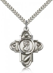 Sports 5 Way Cross St Christopher Medal, Sterling Silver [BL6516]