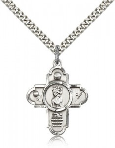 Sports 5 Way Cross St Christopher Medal, Sterling Silver [BL6526]